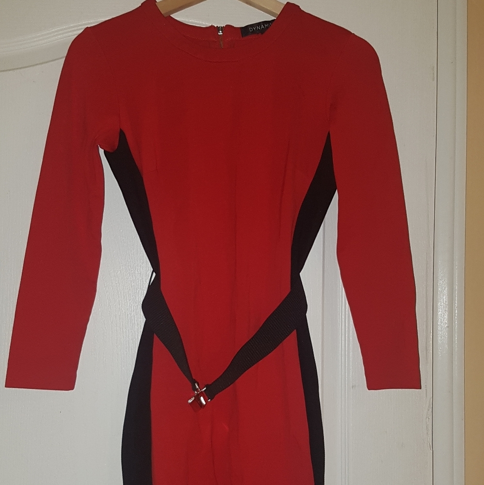 Red dress with belt